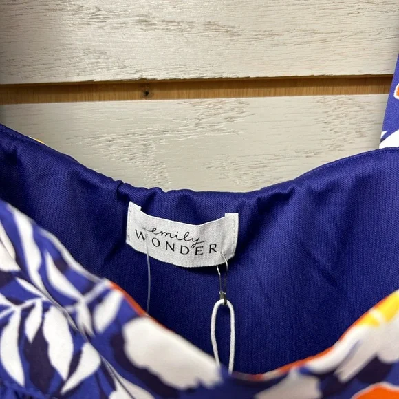 Vibrant Floral Mini Dress - Blue, Yellow, Pink, Orange - Picture 7 of 11